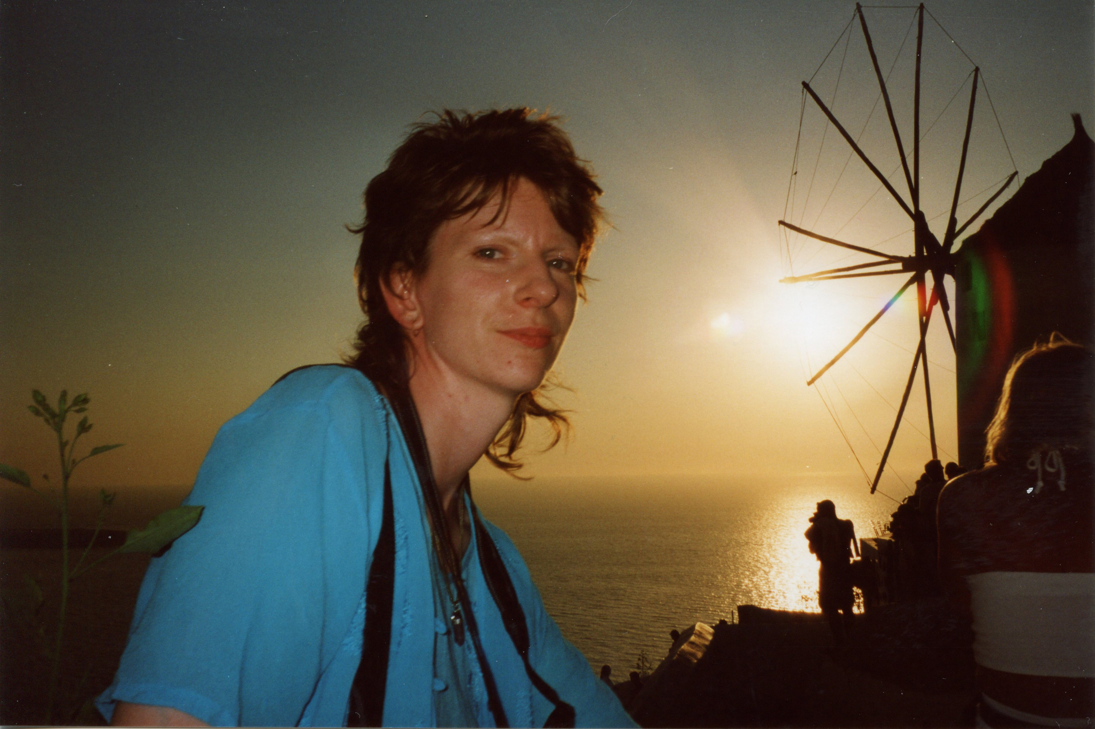 Julie at Oia sunset